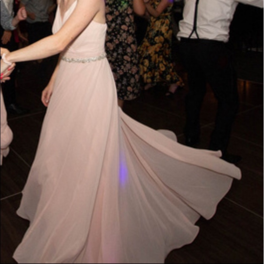 Lulus small maxi floor length blush bridesmaids dress